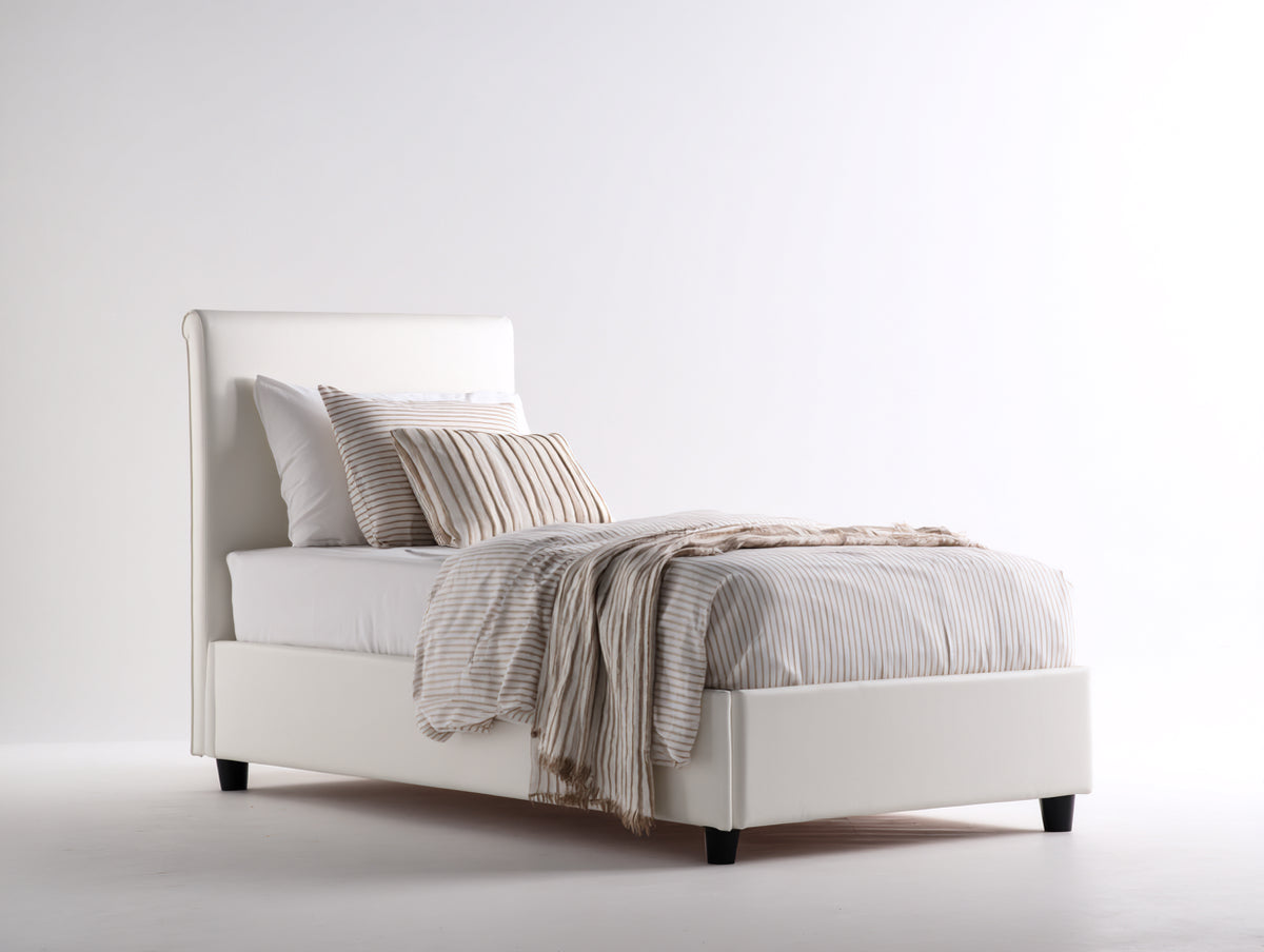 Einzelbett Polsterbett Kunstleder 215x105x100 cm - Weiß - Modernes Design