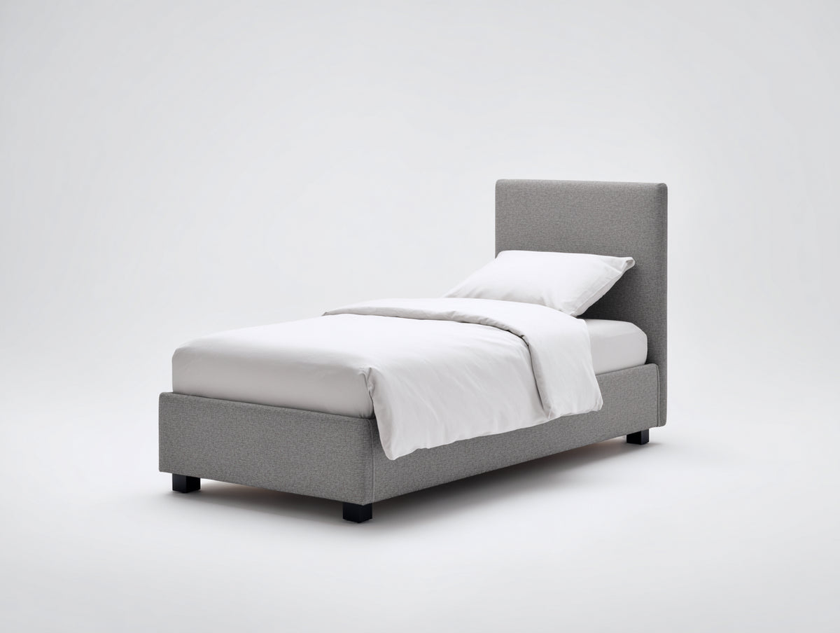 Einzelbett Polsterbett Stoffbezug 215x105x100 cm - Grau - Modernes Design