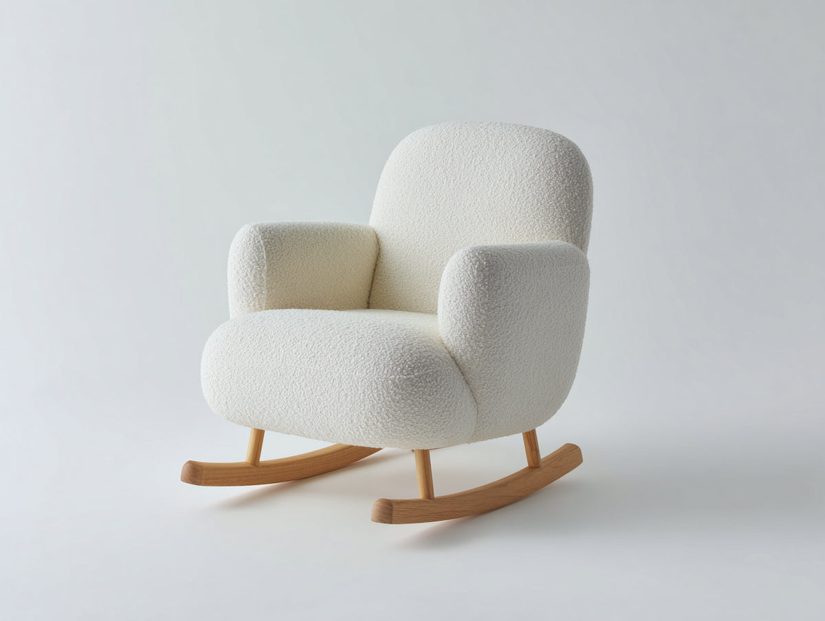 Schaukelstühle Polstersessel Boucléstoff 85x82x95 cm - cremeweiß - modernes Design