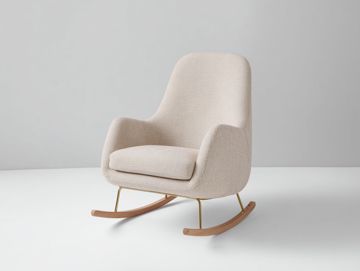 Schaukelstuhl Teddy Stoffbezug 90x85x95 cm - Beige - Modernes Design