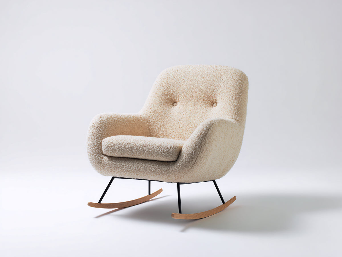 Schaukelstühle Polstersessel Boucléstoff 90x82x95 cm - beige - modernes Design