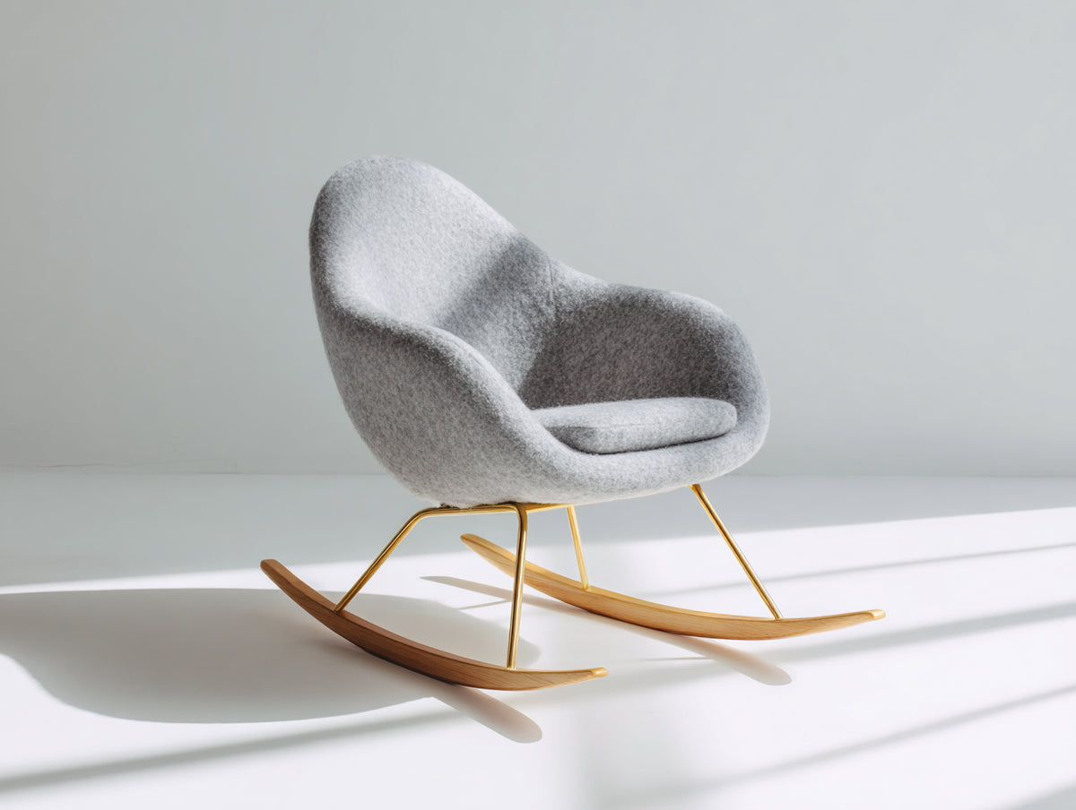 Schaukelstühle Polstersessel Boucléstoff 92x78x95 cm - hellgrau und natur - modernes Design
