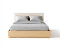 Doppelbett Holz 210x190x100 cm hellgrau-natur gepolstertes Kopfteil modernes Design