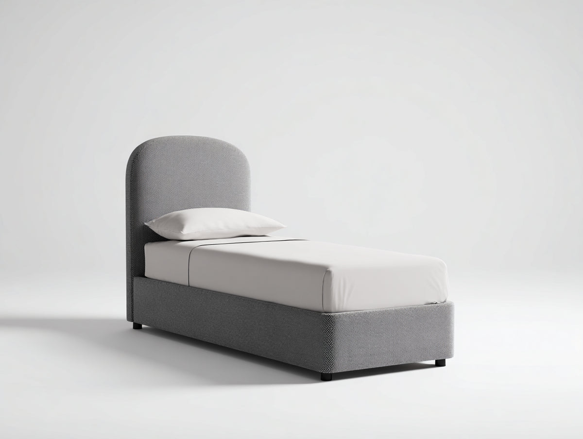 Einzelbett Polsterbett Stoffbezug 200x100x95 cm - dunkelgrau - modernes Design