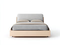 Doppelbett Stoffbett 200x180x100 cm Leinenoptik Hellgrau und Natur Modernes Design
