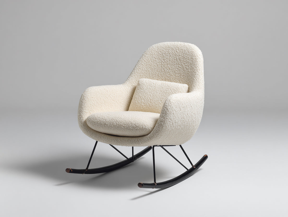 Schaukelstuhl Teddy Stoffbezug 90x85x95 cm - Beige - Modernes Design