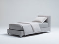 Einzelbett Stoffbett 210x100x100 cm Hellgrau gepolstertes Kopfteil modernes Design