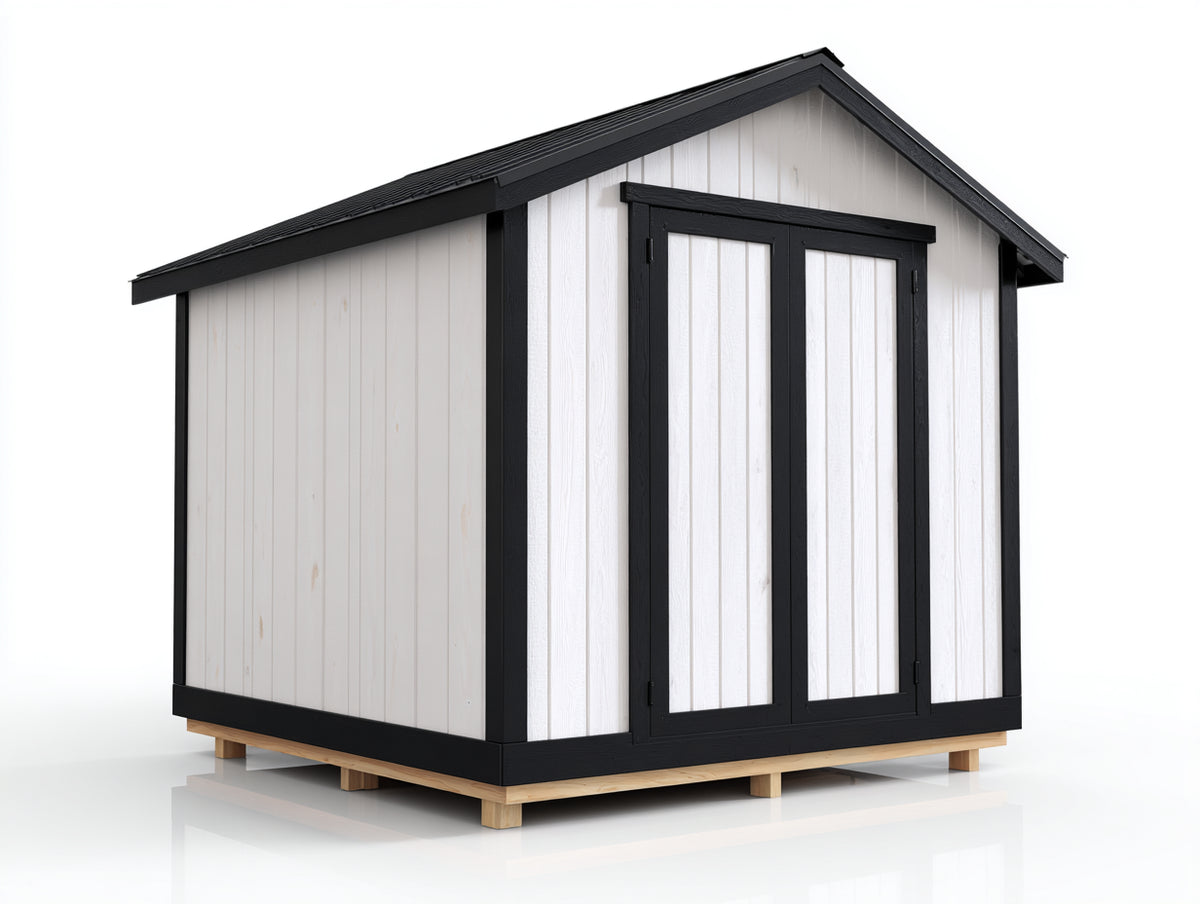 Gartenhäuser Holzhaus 300x250x230 cm - weiß und schwarz - modernes Design