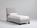 Einzelbett Polsterbett 215x105x95 cm Stoffbezug Hellbeige Modernes Design