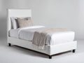 Einzelbett Polsterbett 210x105x95 cm Kunstleder Weiß Modernes Design