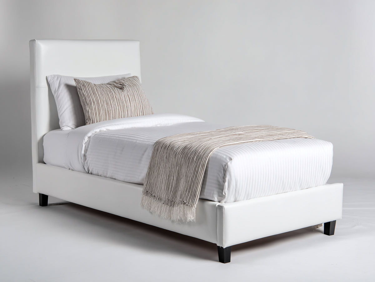 Einzelbett Polsterbett 210x105x95 cm Kunstleder Weiß Modernes Design