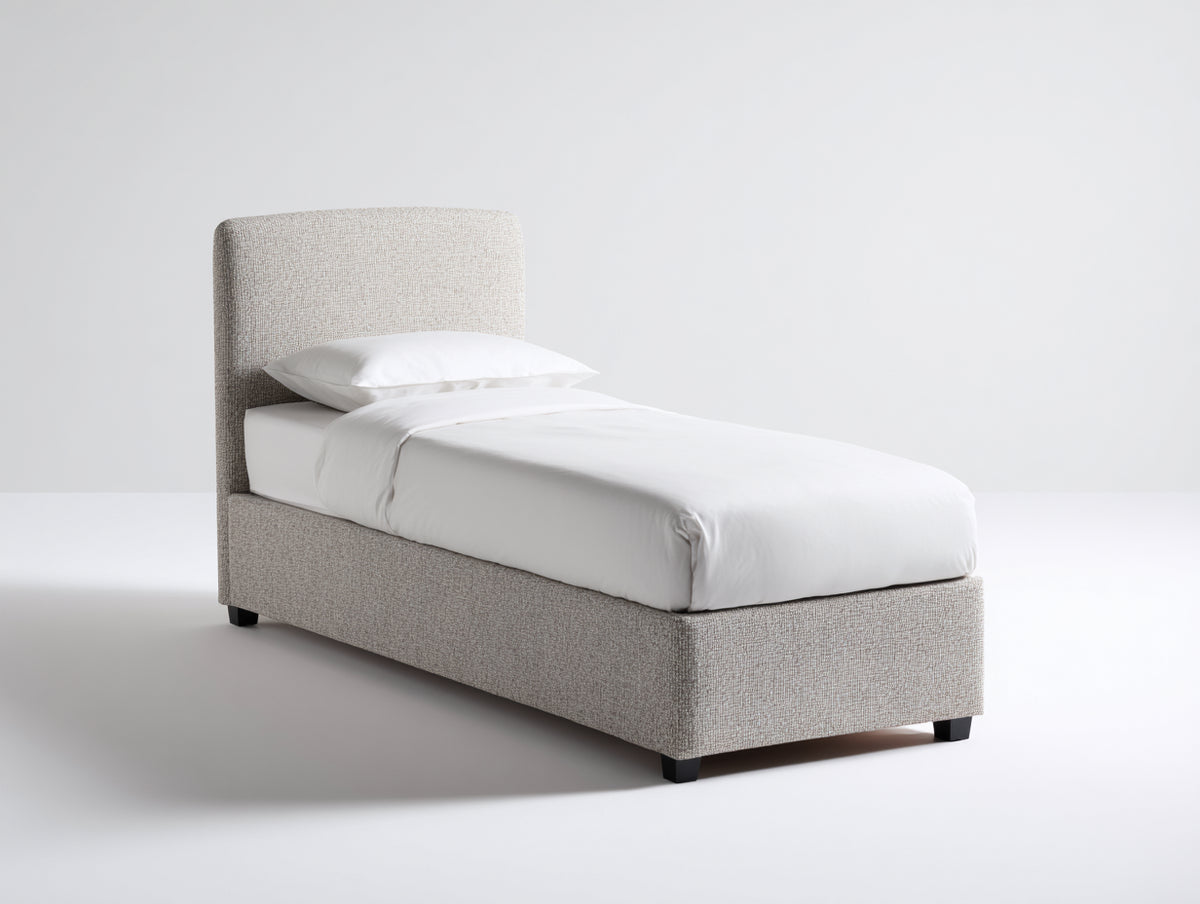 Einzelbett Polsterbett Stoffbezug 200x100x95 cm - beige-grau - modernes Design