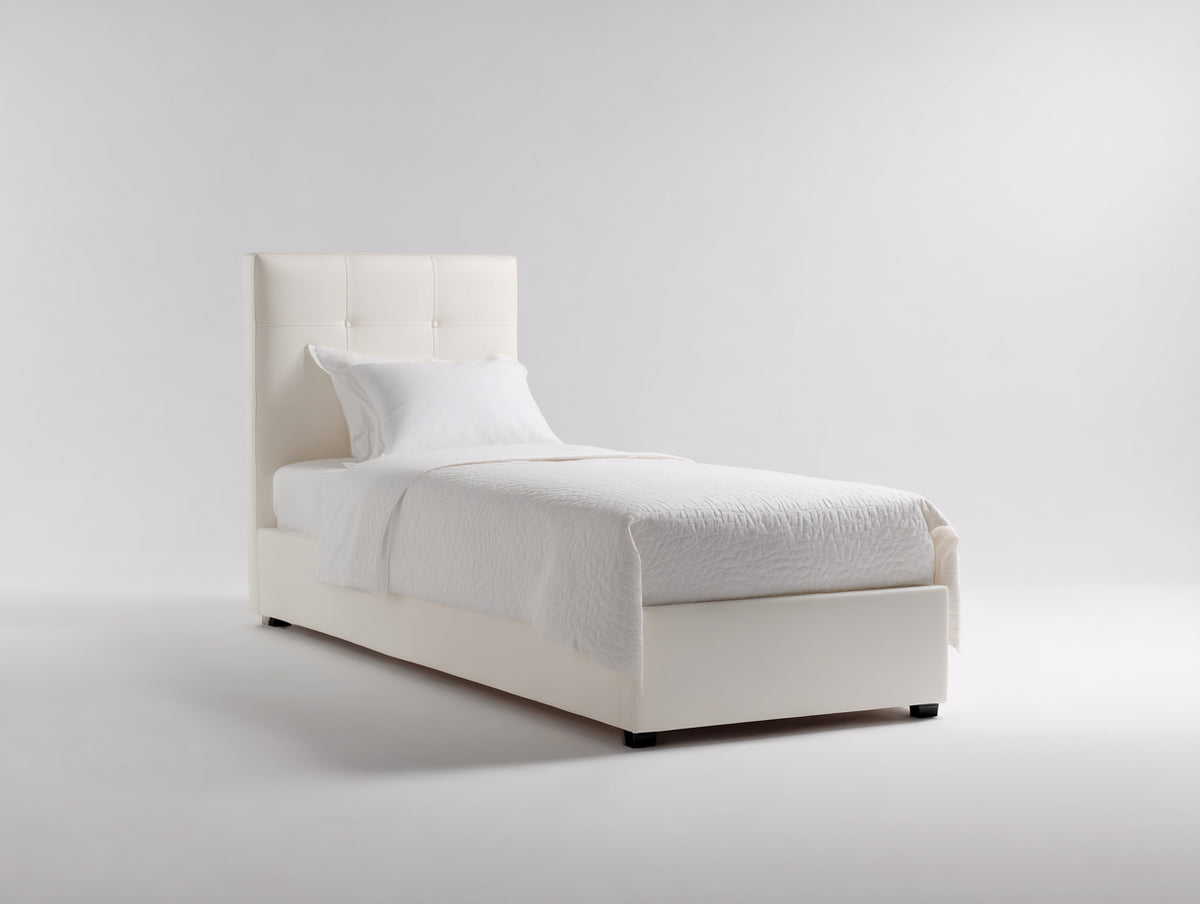 Einzelbett Polsterbett 200x90x100 cm Kunstleder Weiß Modernes Design