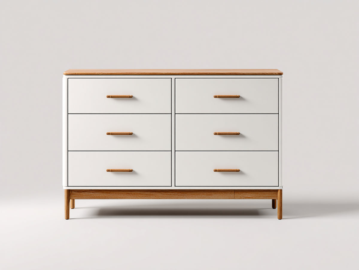 Kommode mit Schubladen Holzoptik 120x40x75 cm - weiß und natur - modernes Design