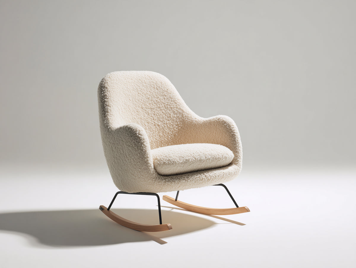 Schaukelstuhl Teddy Stoffbezug 90x85x95 cm - Beige - Modernes Design