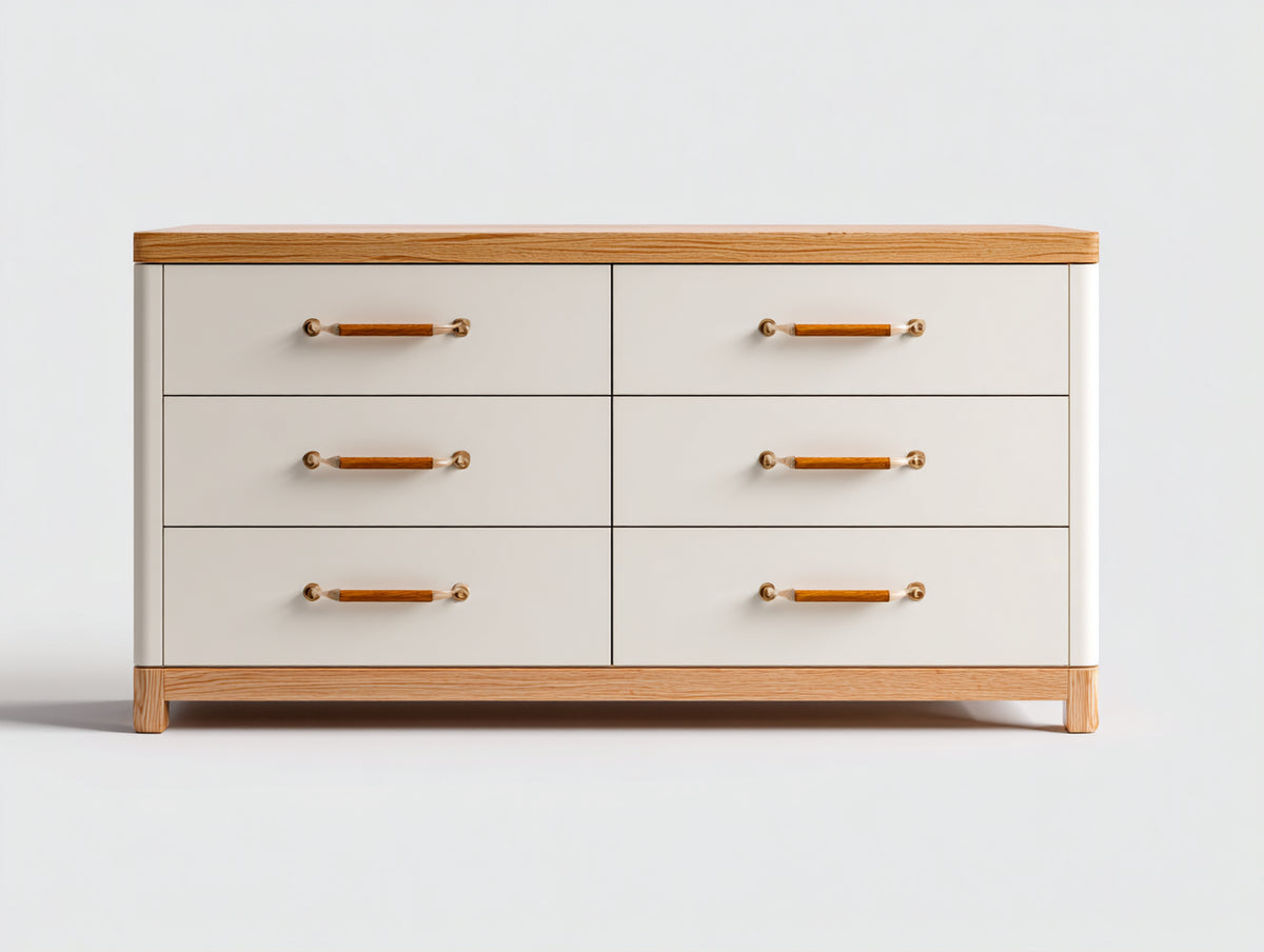 Kommode mit Schubladen 180x40x75 cm Holzoptik Beige 6 Schubladen Modernes Design